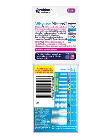 Piksters Interdental Brushes Size 1 Purple 10 Pack
