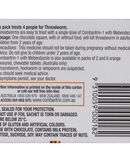 Combantrin -1 Threadworm Chocolate Squares 4 Pack