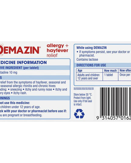 Demazin Allergy + Hayfever Relief Non-Drowsy 30 Tablets