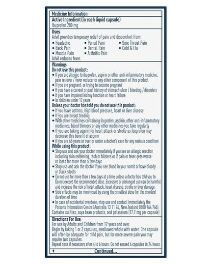 Advil Ibuprofen Pain Relief 40 Liquid Capsules