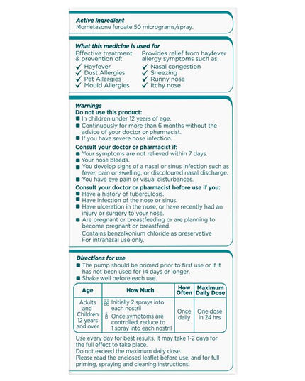 Nasonex Allergy Non-Drowsy 24 Hour Nasal Spray 140 Sprays
