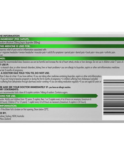Nurofen Zavance Fast Pain Relief Caplets 256mg Ibuprofen 96 Pack