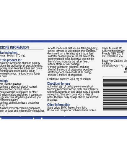 Naprogesic 275mg Tablets 24 Pack
