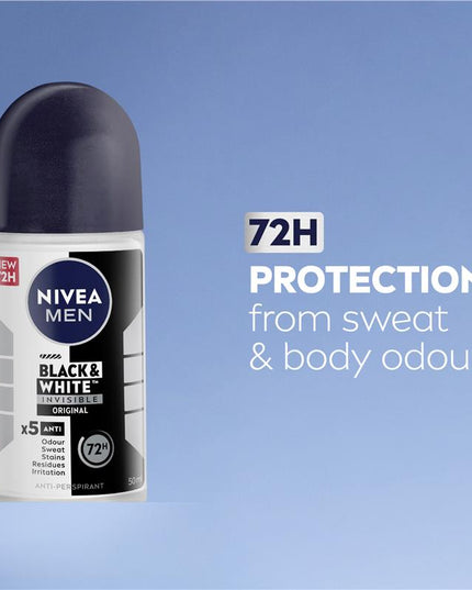 NIVEA MEN Black & White Invisible Roll On Deodorant 72H Protection 50ml