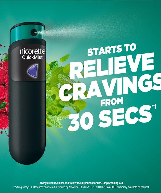 Nicorette Quit Smoking QuickMist Mouth Spray Cool Berry 150 Sprays (13.2mL x 1)