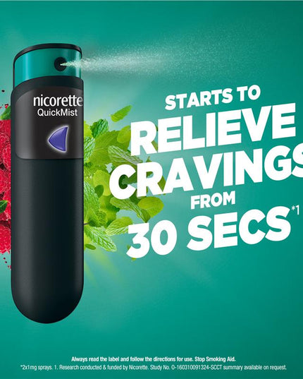 Nicorette Quit Smoking QuickMist Nicotine Mouth Spray Cool Berry 2 x 150 Sprays