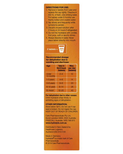 Hydralyte Electrolyte Effervescent Orange 20 Tablets