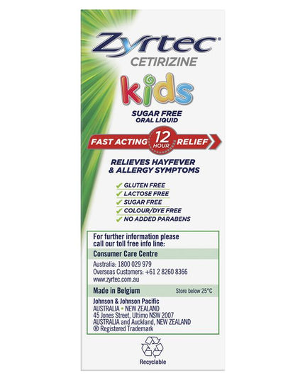 Zyrtec Kids Antihistamine Allergy & Hayfever Oral Liquid Grape 120mL