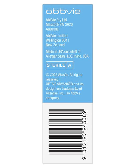 Optive Advanced Lubricant Eye Drops 15ml