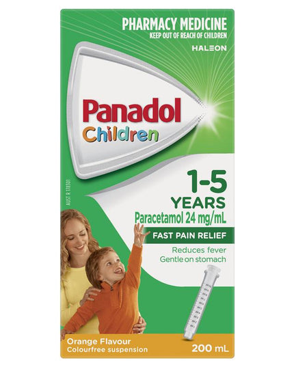 Panadol Children 1-5 Years Suspension Fever & Pain Relief Orange Flavour 200mL