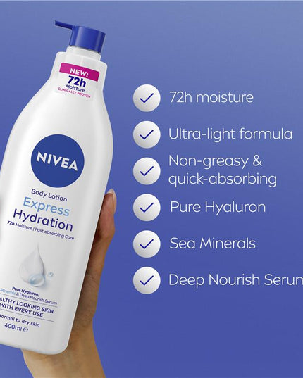 NIVEA Express Hydration Body Lotion Moisturiser 400ml