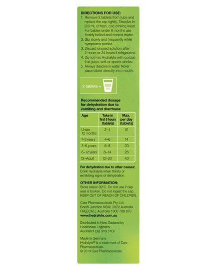 Hydralyte Effervescent Lemon Lime Electolyte Tablets 20 Pack