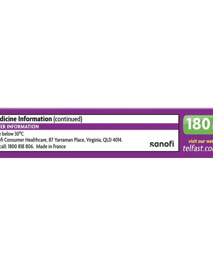 Telfast Hayfever Allergy Relief 180mg Antihistamine Tablets Non-Drowsy - 10 Pack
