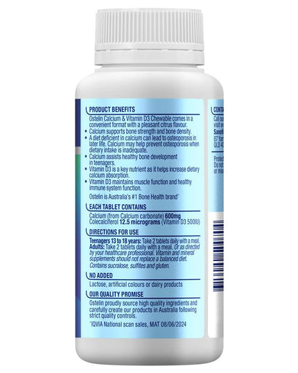 Ostelin Calcium & Vitamin D3 60 Chewable Tablets