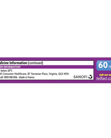 Telfast 60mg 20 Tablets