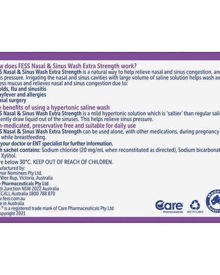 Fess Nasal & Sinus Wash Extra Strength Refill 24 Sachets