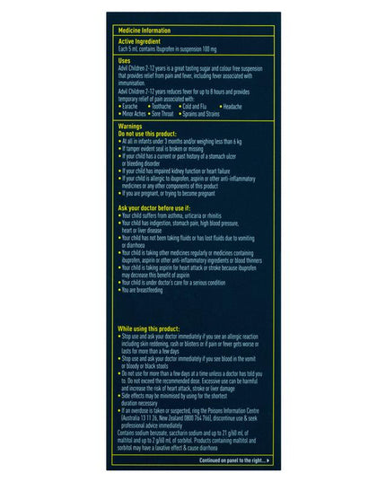 Advil Pain & Fever Suspension 200mL