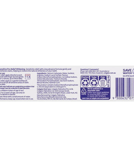 Colgate Toothpaste Sensitive ProRelief Whitening 110g