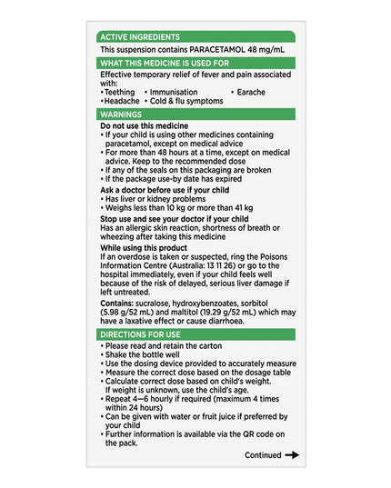 Panadol Children 5-12 Years Suspension Fever & Pain Relief Strawberry Flavour 200mL