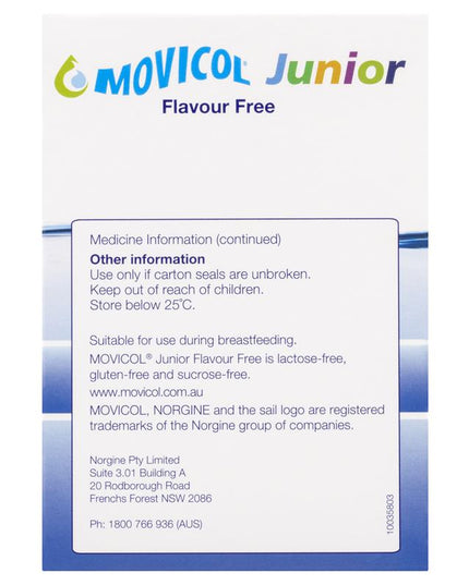 Movicol Junior Flavour Free 30 Sachets
