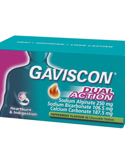 Gaviscon Dual Action Tablets for Heartburn and Indigestion 48 Pack