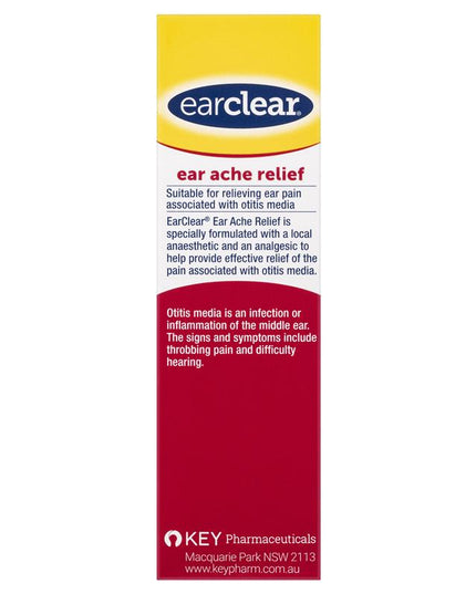 EarClear Ear Ache Relief Drops 15mL - Effective Relief of Ear Pain