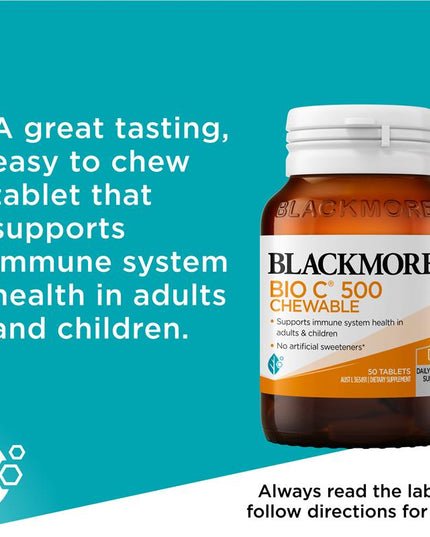 Blackmores Bio C 500mg 50 Chewable Tablets