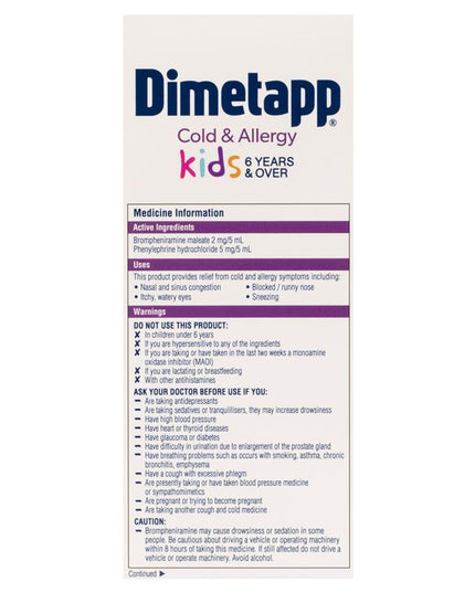 Dimetapp Cold and Allergy 200mL