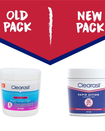 Clearasil Ultra Rapid Action Pimple Face Cleansing Pads 65 Pack