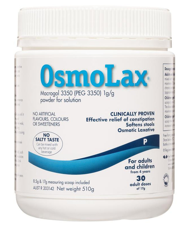 OsmoLax Laxative Powder 30 Dose 510g - Macrogol Constipation Relief with No Salty Taste, Flavour Free & Salt Free