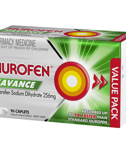 Nurofen Zavance Fast Pain Relief Caplets 256mg Ibuprofen 96 Pack
