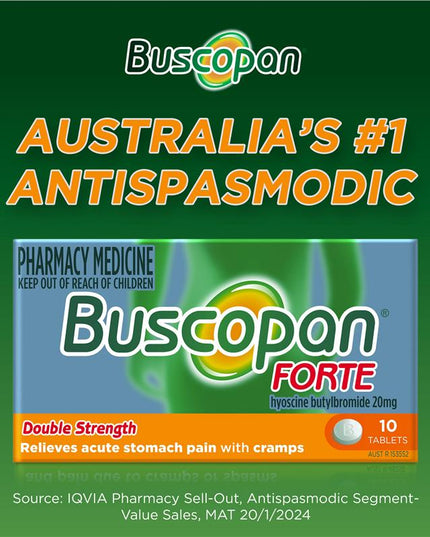 Buscopan Forte Stomach Cramps Pain Relief 20mg Tablets 10 Pack