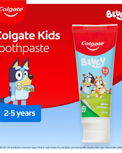 Colgate Toothpaste Kids Bluey 2-5 Years Mild Mint Gel 90g