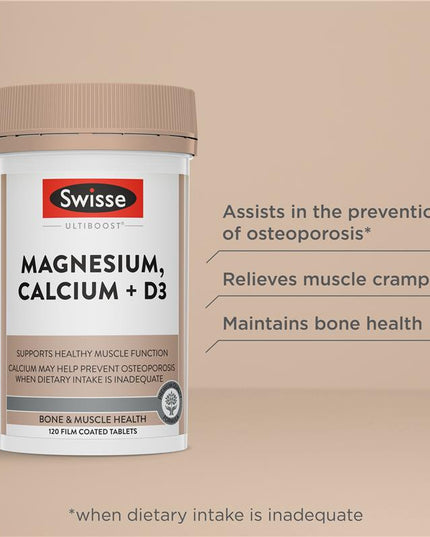 Swisse Ultiboost Magnesium Calcium + Vitamin D 120 Tablets