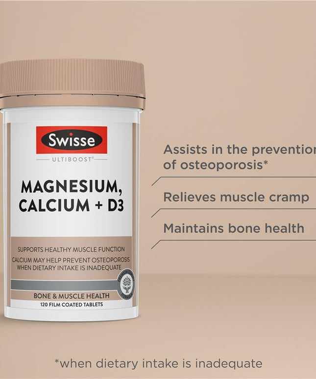 Swisse Ultiboost Magnesium Calcium + Vitamin D 120 Tablets