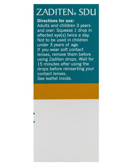 Zaditen 0.025% Eye Drops Unit Dose 0.4ml 20 Single Dose Units