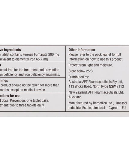 Ferro Tab 200mg 60 Tablets