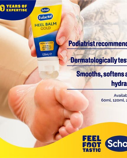 Scholl Eulactol Foot Heel Balm Gold 120ml - Rough Dry or Cracked Skin