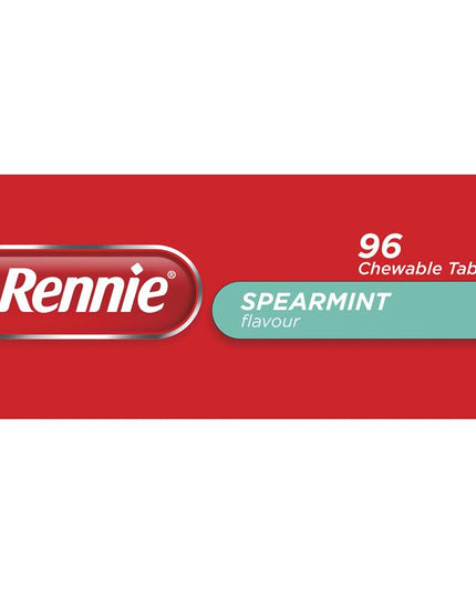 Rennie Indigestion and Heartburn Relief Spearmint 96 Chewable Tablets