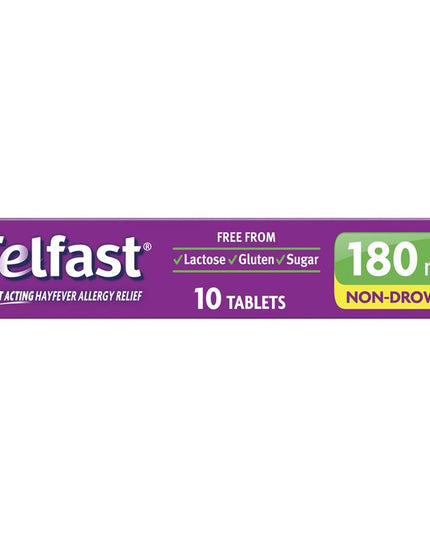 Telfast Hayfever Allergy Relief 180mg Antihistamine Tablets Non-Drowsy - 10 Pack