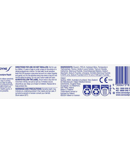 Sensodyne Sensitive Teeth Pain Rapid Relief Toothpaste 100g
