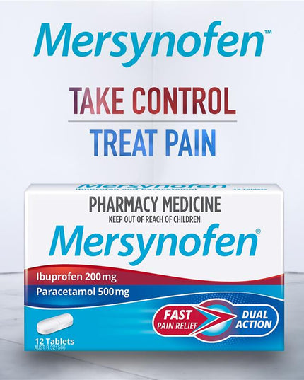Mersynofen Pain Relief Tablets with Paracetamol + Ibuprofen 12 Pack