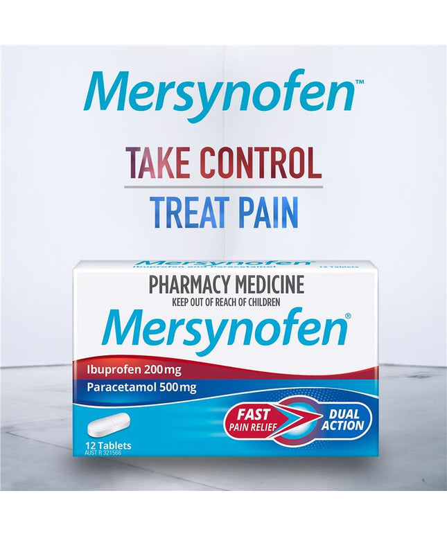 Mersynofen Pain Relief Tablets with Paracetamol + Ibuprofen 12 Pack