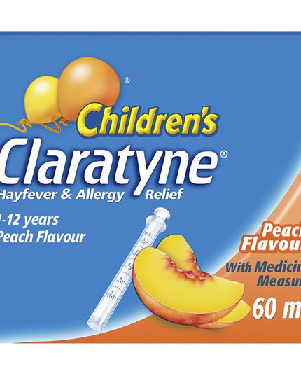 Children's Claratyne Allergy & Hayfever Relief Syrup For Kids Peach Flavour 60mL