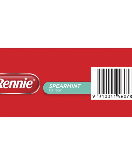 Rennie Indigestion and Heartburn Relief Spearmint 96 Chewable Tablets