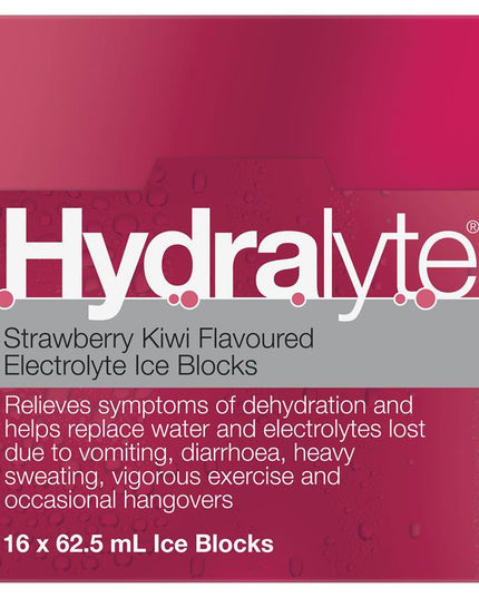 Hydralyte Electrolyte Ice Blocks Strawberry Kiwi 16