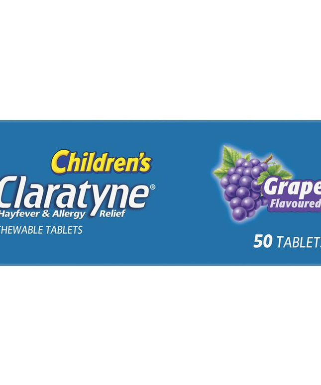 Children's Claratyne Allergy & Hayfever Relief Antihistamine For Kids Grape Chewable Tablets 30 pack