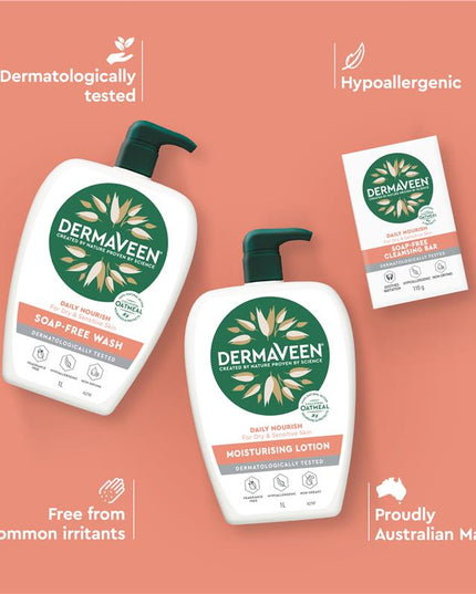 DermaVeen Daily Nourish Moisturising Lotion for Dry & Sensitive Skin 1L