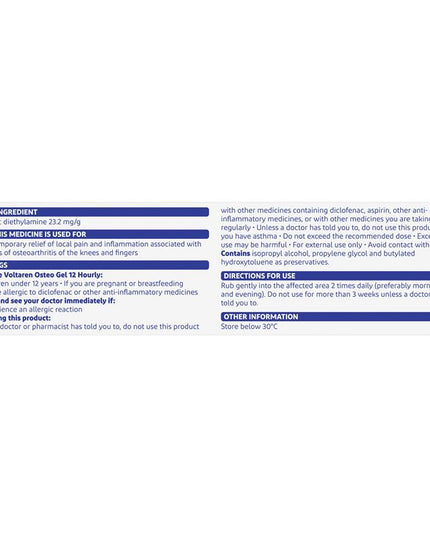 Voltaren Osteo Gel Osteoarthritis 12 Hour Pain Relief 100 g