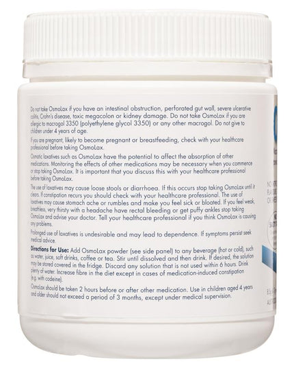 OsmoLax Laxative Powder 30 Dose 510g - Macrogol Constipation Relief with No Salty Taste, Flavour Free & Salt Free